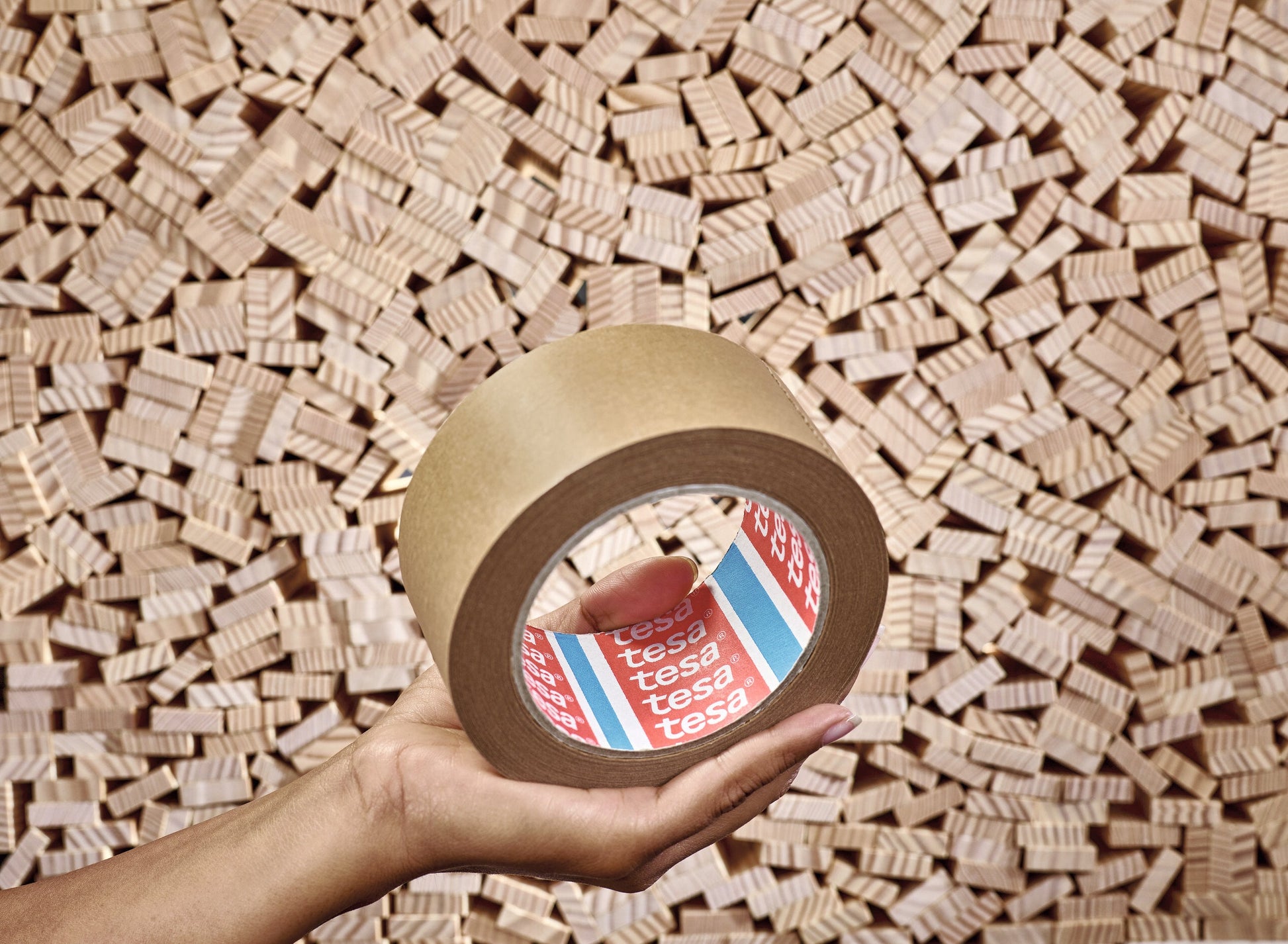 tesa® 4513 Superior paper packaging tape, chamois, 75 mm x 500 m