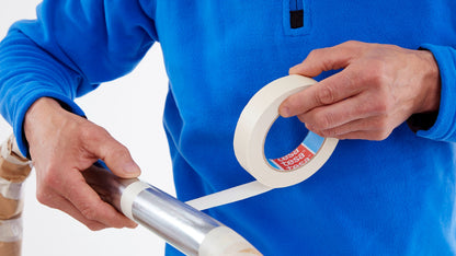 tesa® 4316 Finely crêped paper masking tape for paint spraying, chamois, 70 mm x 50 m