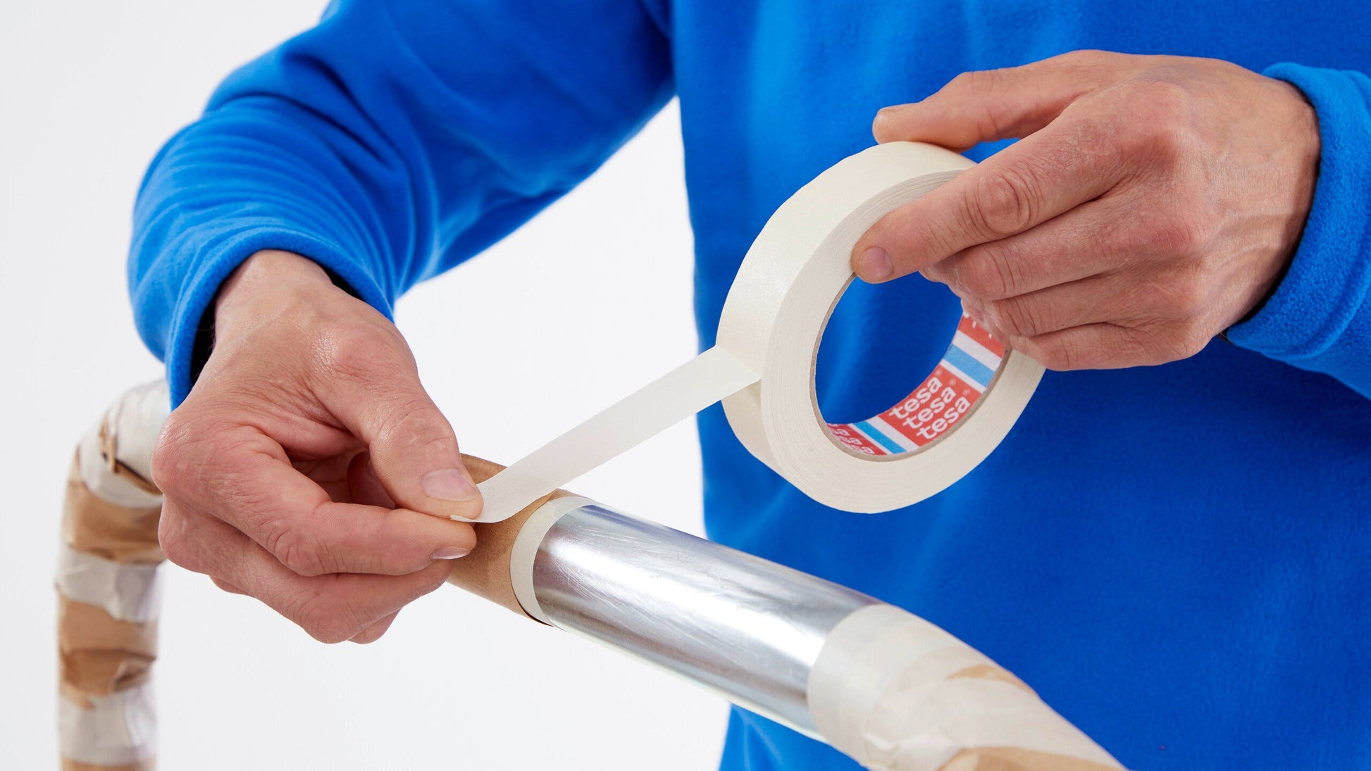 tesa® 4316 Finely crêped paper masking tape for paint spraying, chamois, 70 mm x 50 m