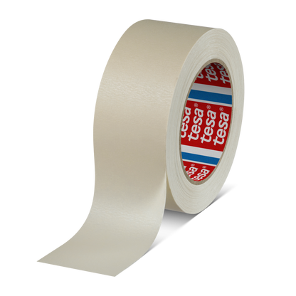 tesa® 4316 Finely crêped paper masking tape for paint spraying, chamois, 70 mm x 50 m