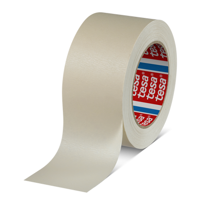 tesa® 4316 Finely crêped paper masking tape for paint spraying, chamois, 70 mm x 50 m