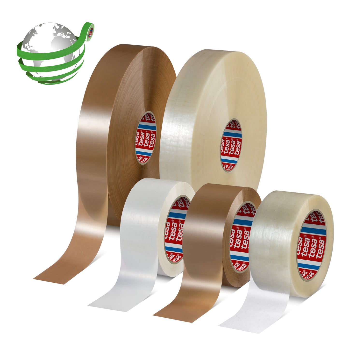 tesa® 60418 Thin recycled PET packaging tape with synthetic rubber adhesive, chamois, 75 mm x 132 m