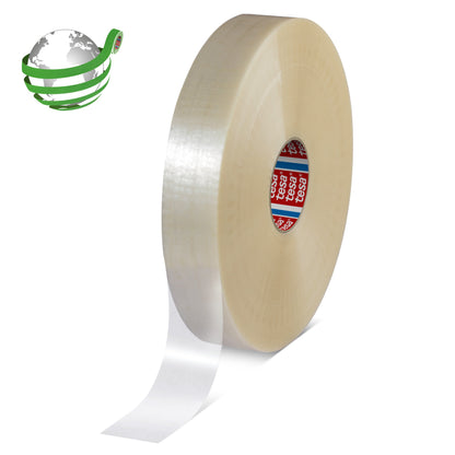 tesa® 60418 Thin recycled PET packaging tape with synthetic rubber adhesive, chamois, 75 mm x 132 m